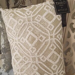 BEADed Cream & White Pillow~ by Thro-Home